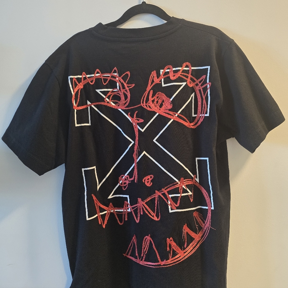 Off-White Black Tee with Monster Embroidery
